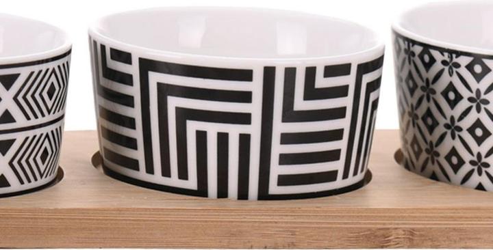 Actual product image Excellent Houseware Bamboo tray with 4 ceramic bowls
