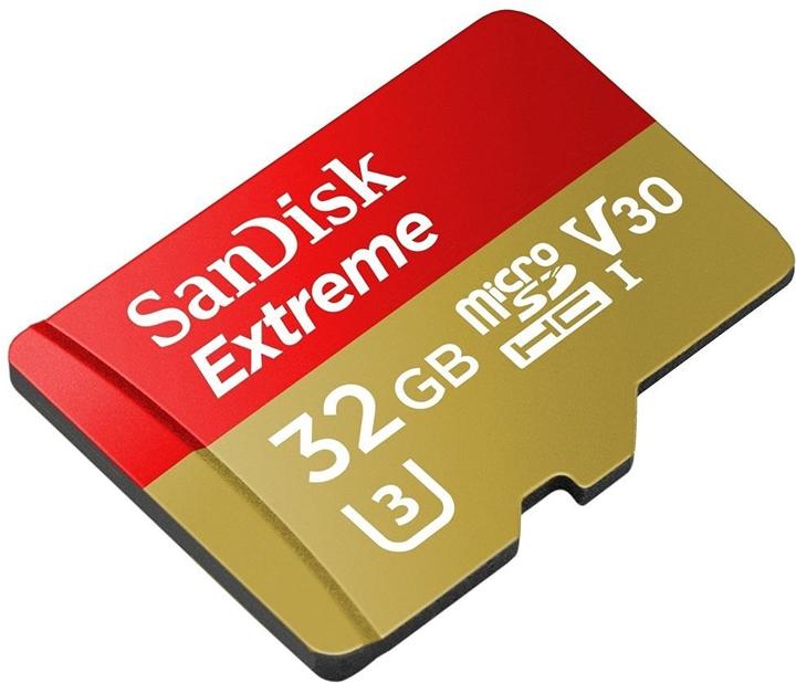 Image du produit SanDisk Extreme microSDHC U3 avec adaptateur (32 Go, microSDHC, U3, UHS-I)