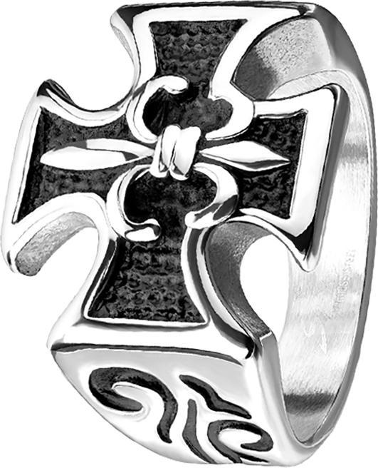 Produktbild Star Piercing Ring silber Lilie und Eisernes Kreuz (69, Stahl)