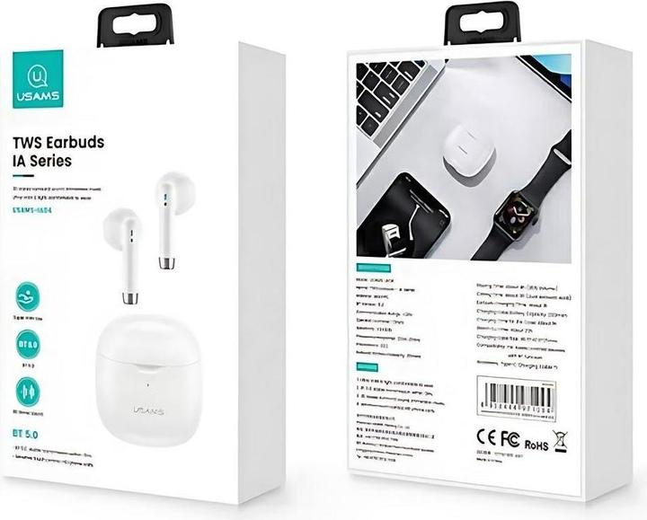 Produktbild Usams Słuchawki Bluetooth 5.0 TWS IA series bezprzewodowe biały/white BHUIA02 (US-IA04) (4 h, Kabellos)
