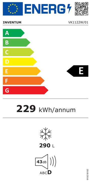 Label énergétique Inventum VK1122W - Vrieskist - 290 litre - Wit - Vrijstaand (Autonome, 290 l)