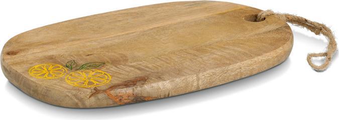 Zeller Present Servier- und Schneidbrett Lemon Mangoholz 38x25x2 cm