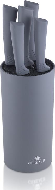 Gerlach Knife Set In Block Smart Grey, Stainless Steel, Grey, 16 x 12 x 36.5 cm, 5 units