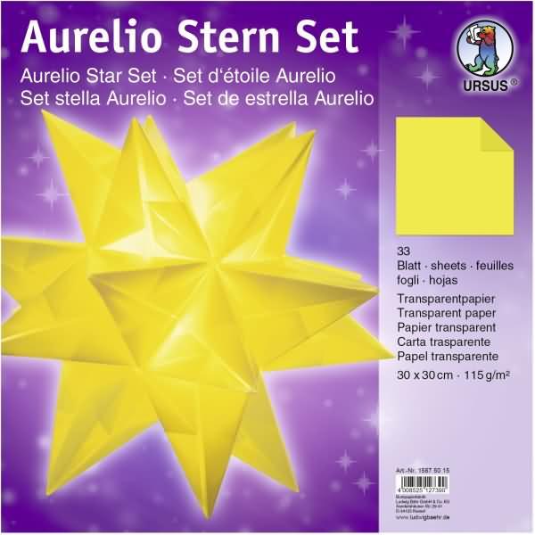Produktbild Ursus Faltblätter Aurelio Stern Transparentpapier 115g/qm 30x30cm 33 Blatt gelb (115 g/m², 1 x)