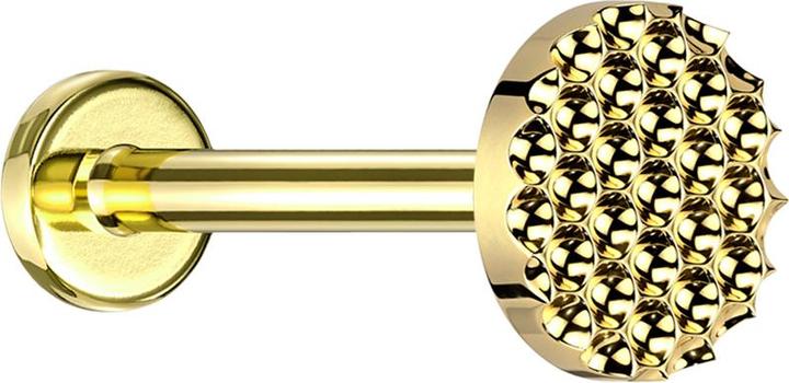 Produktbild Star Piercing Micro Labret Innengewinde vergoldet gepunkteter Diamantschliff Scheibe vergoldet (ohne Messing, Titan G23)