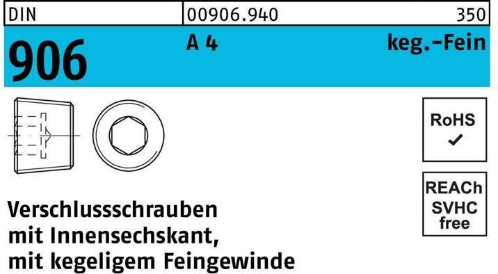 Produktbild Verschlussschraube DIN 906 m.Innen-6-kant M 16 x 1,5 A 4