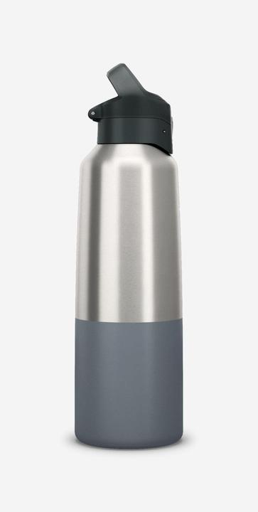 Quechua 1 L insulated stainless steel flask 900 with quick-release cap for hiking - Grey (0.90 l)