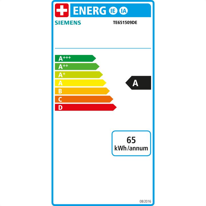 Energy Label Siemens EQ6 plus s100, TE651509EN (CH plug)