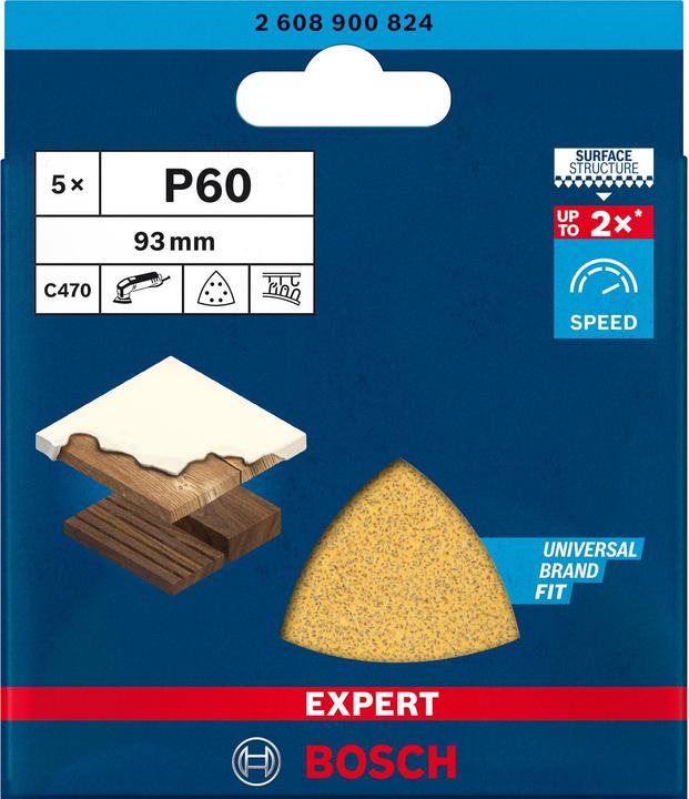 Produktbild Bosch Professional Zubehör EXPERT C470 Schleifpapier für Deltaschleifer, 93 mm, G 60, 5 Stück (60)