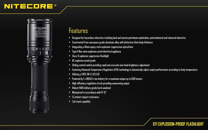 Image du produit Nitecore EF1 (15.22 cm, 830 lm)