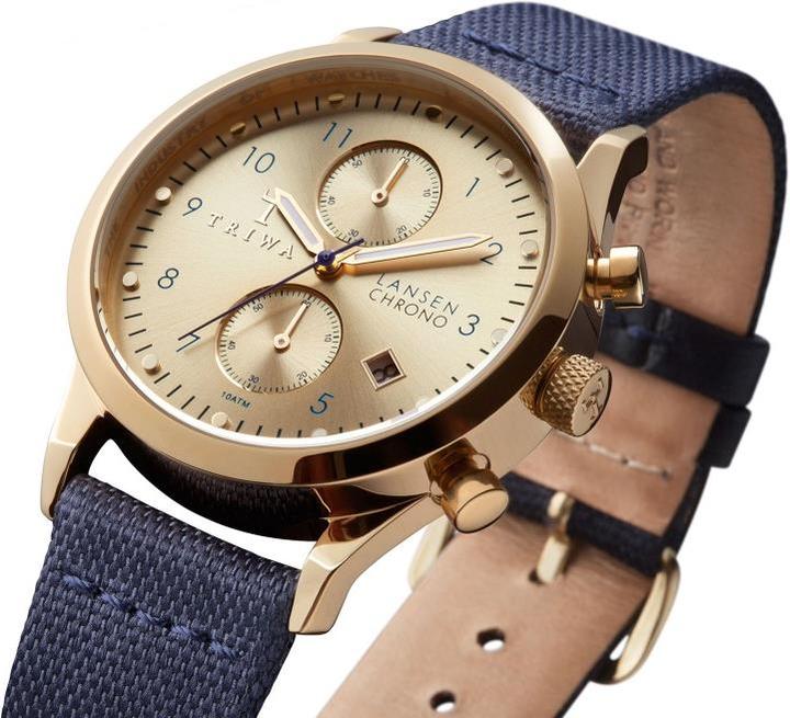Produktbild Triwa Gold Lansen Chrono Navy Canvas Classic (Chronograph, Analoguhr, 38 mm)
