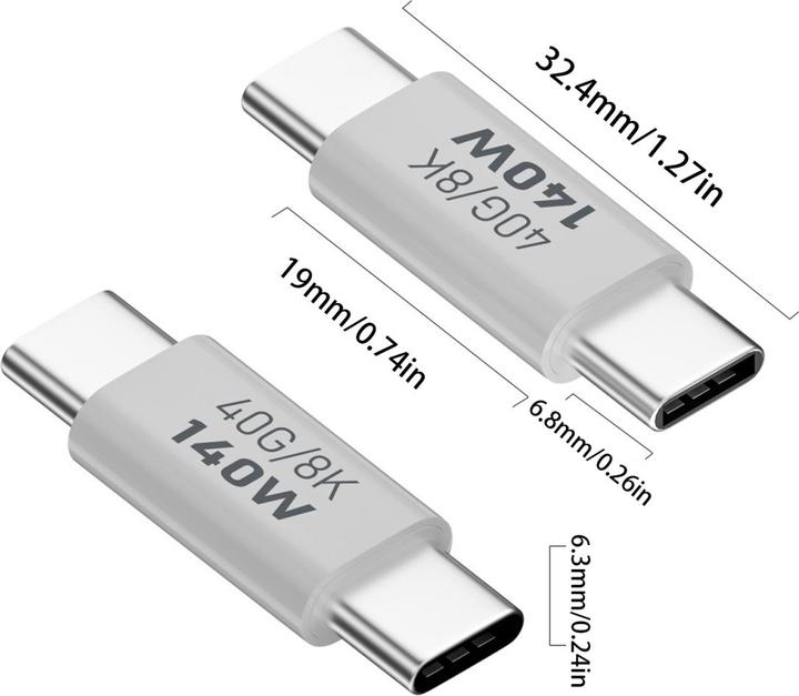 Actual product image PowerGuard USB C – USB C Adapter (USB 3.1, 140 W)