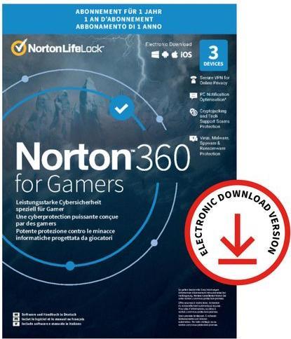 Image du produit Norton 360 for Gamers (1 Utilisateur, 3 Périphériques/Utilisateurs, 12 mois)