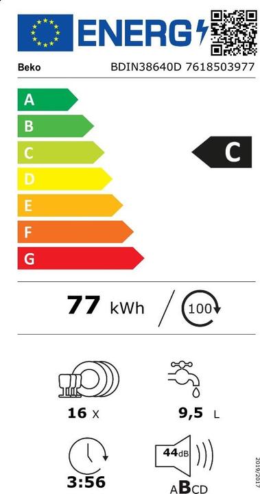 Etichetta energetica Beko BDIN38640D