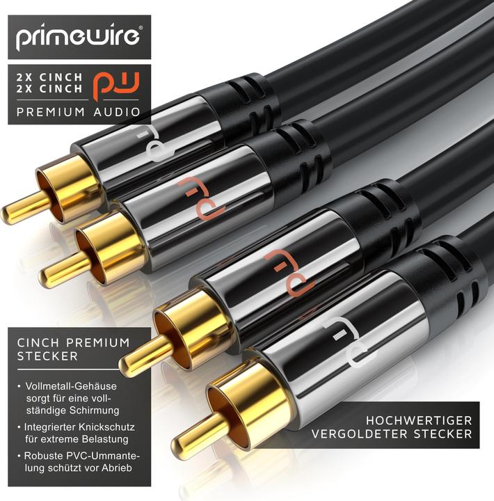Actual product image Primewire Stereo Cinch Audio Cable, RCA, HiFi Audio Cable multiple shielded, 2x Cinch to 2x Cinch (5 m, Cinch)