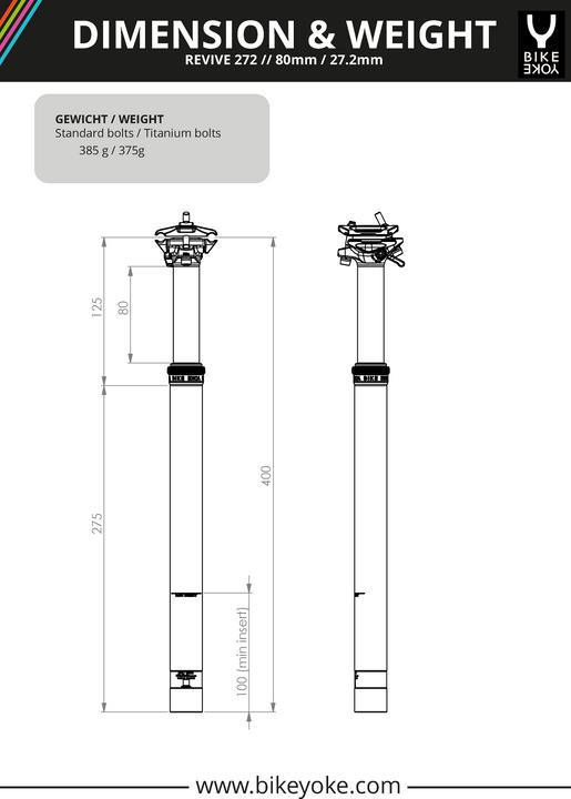 Immagine prodotto BikeYoke Reggisella Revive 272 80 mm Vario senza telecomando (27.20 mm)