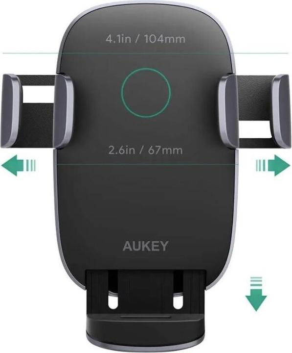Image du produit Aukey Support de téléphone à chargement sans fil Navigator Wind II HD-C52 Black, Built-in charger