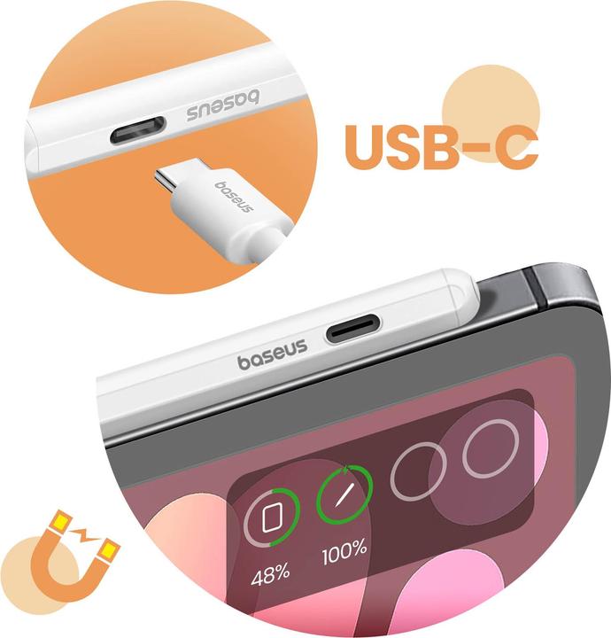 Actual product image Baseus Active stylus Smooth Writing Series with wireless and cabled charging (White)