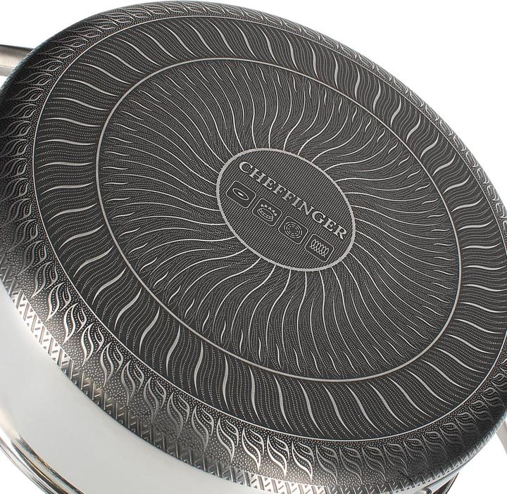 Image du produit Cheffinger Poêle à frire en acier inoxydable de qualité supérieure avec revêtement antiadhésif en forme de nid (24 cm, Poêle à frire, Acier inoxydable)