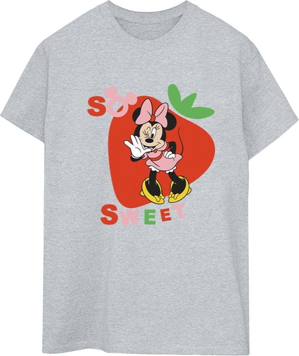 Actual product image Disney Womens/Ladies Minnie Mouse So Sweet Strawberry Cotton Boyfriend T-Shirt (S)
