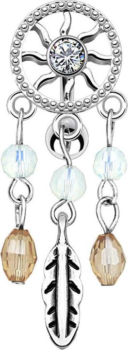 Actual product image Star Piercing Banana silver with ball dreamcatcher crystal silver (Brass, Surgical steel 316L)