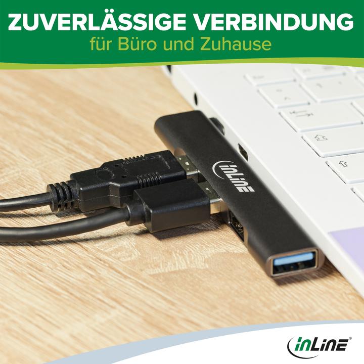 Produktbild InLine Slim USB-C Hub, 4-Port, USB 3.0 + 3x USB 2.0, schmale Bauform (USB-C, 4 Ports)