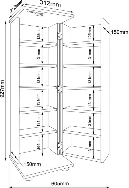 Nährwerte und Zutaten VCM Holz CD DVD Regal abschliessbar Engalo L (31 x 31 x 93 cm)