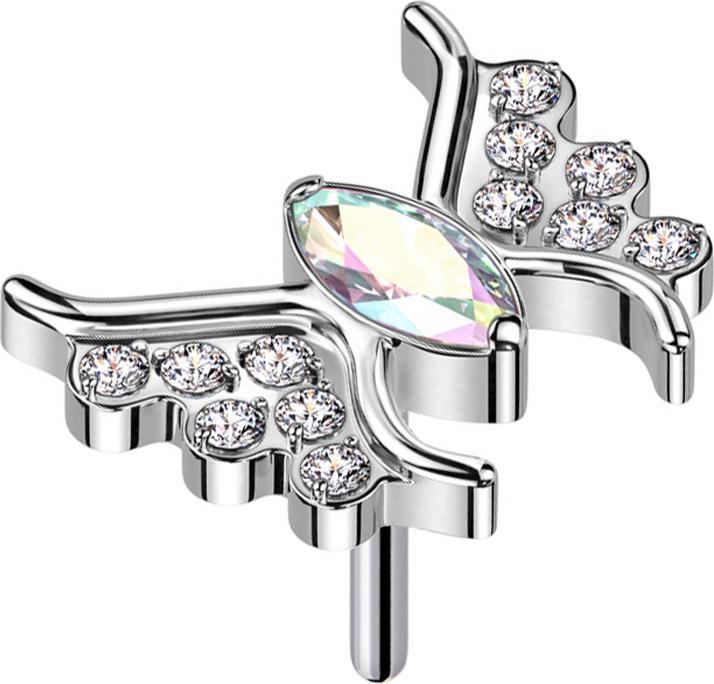 Produktbild Star Piercing Threadless Schmetterling silber Kristall multicolor (ohne Messing, Titan G23)