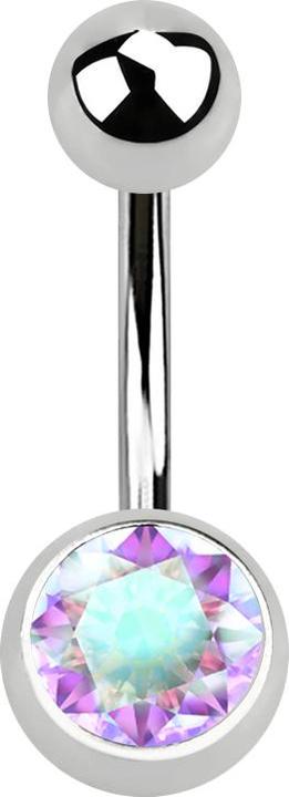 Immagine prodotto Star Piercing Banana argento con sfera e cristallo multicolore (Acciaio chirurgico 316L, senza ottone)