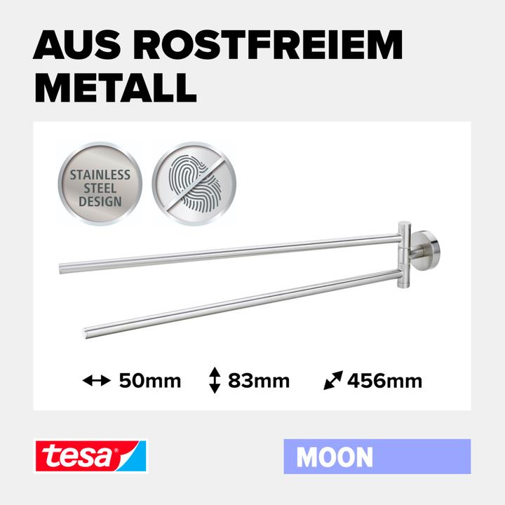 Produktbild tesa MOON Handtuchhalter zweiarmig inkl. Klebelösung ohne Bohren