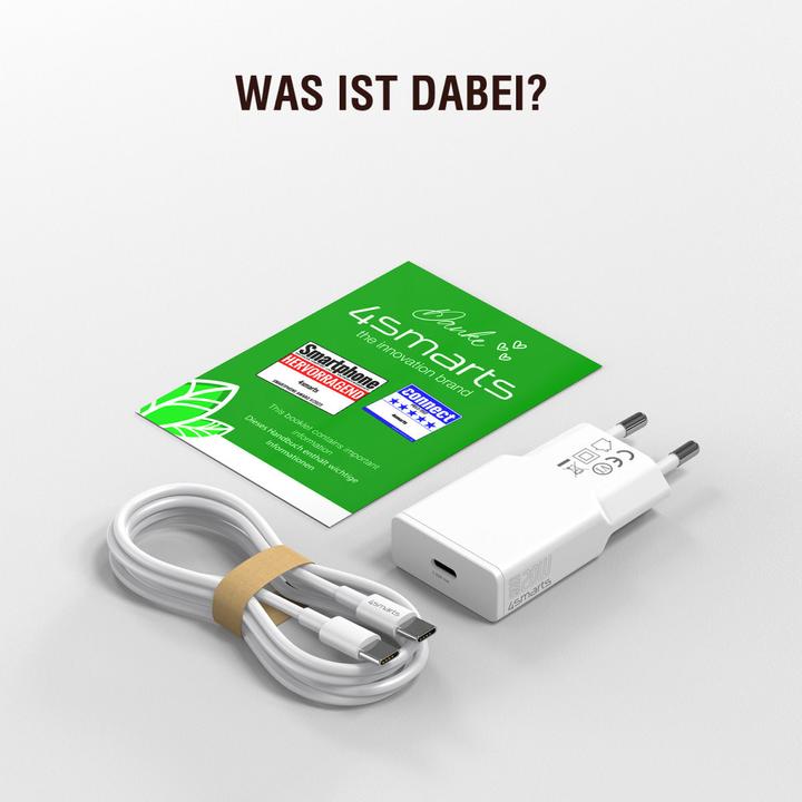 Produktbild 4smarts Netzladegerät PDPlug Slim 20W GaN 1C und USB-C Kabel 1,5m weiss (20 W)