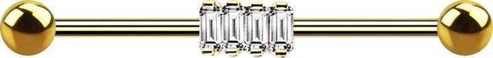Image du produit Star Piercing Barbell 14k vergoldet mit vier quadratischen Kristallen (Acier chirurgical 316L, Laiton)