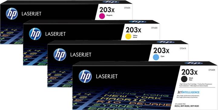 Actual product image HP Original CF540X / 203X SET set with all four colours (M, FC, Y, C)