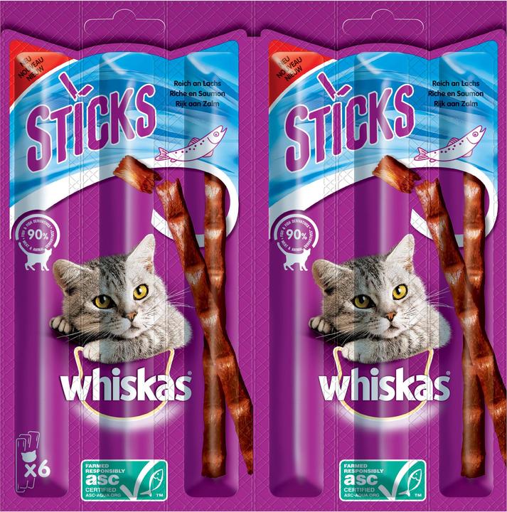 Image du produit Whiskas Bâtonnets de saumon (Adulte, 6 pcs, 36 g)