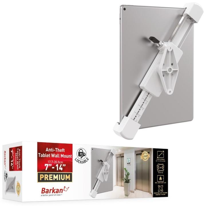 Actual product image Barkan Tablet wall holder 7-14", lockable, white
