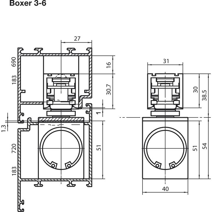 Produktbild Geze Gleitschiene Boxer ISM für 2-flüglige Türen (Zimmertür, Eingangstür, Holztür, Balkontür, Indoor)