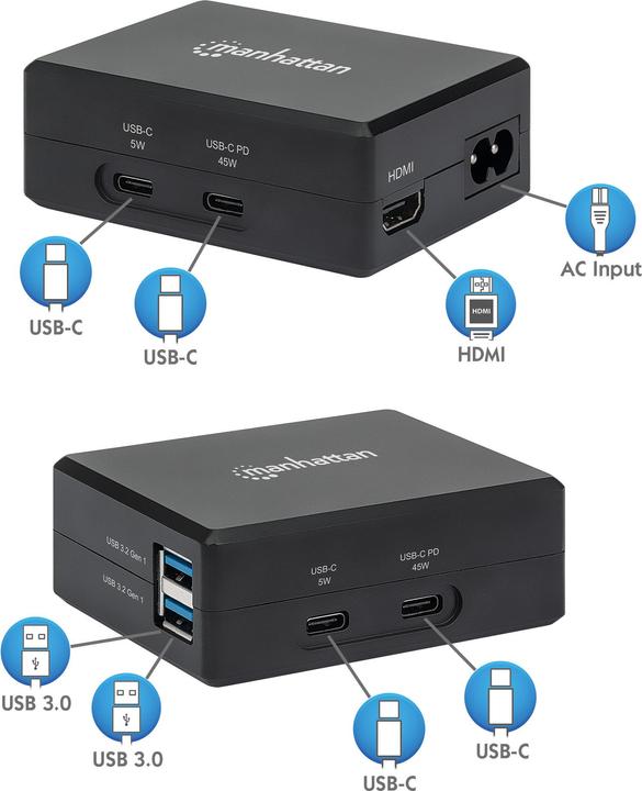 Immagine prodotto Manhattan 130554 Hub di ricarica Smart Video Power Delivery (USB-C, 1 Porti)