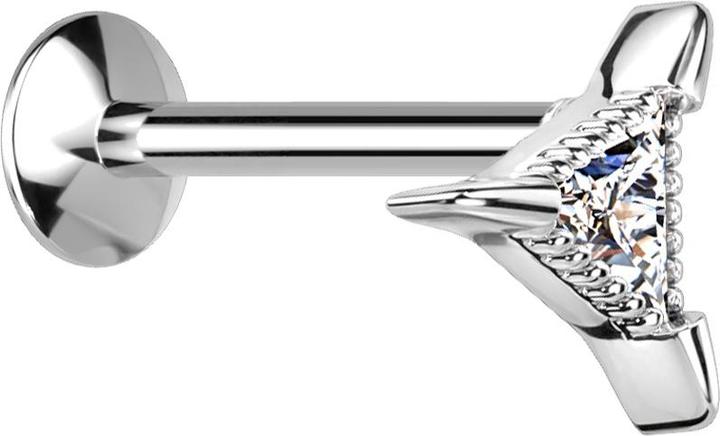 Actual product image Star Piercing Micro labret internal thread gold-plated hummingbird crystals silver (Brass, Surgical steel 316L)