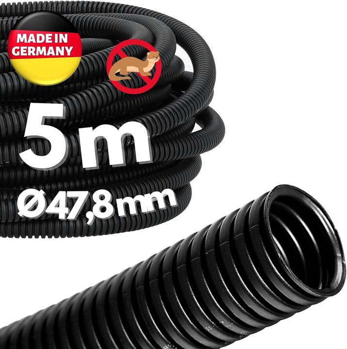 Actual product image Kalitec 5 metre corrugated conduit closed NW 50 I unslotted corrugated conduit I marten protection conduit (500 cm)