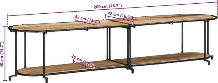 Produktbild VidaXL TV Schrank Lowboard Fernsehschrank Fernsehtisch TV Möbel Raues Mangoholz (200 x 42 x 40 cm)