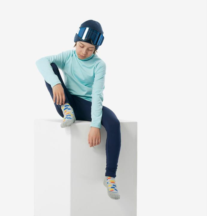 Actual product image Wedze Ski underwear functional shirt children high collar - BL 500 turquoise (3, 4)