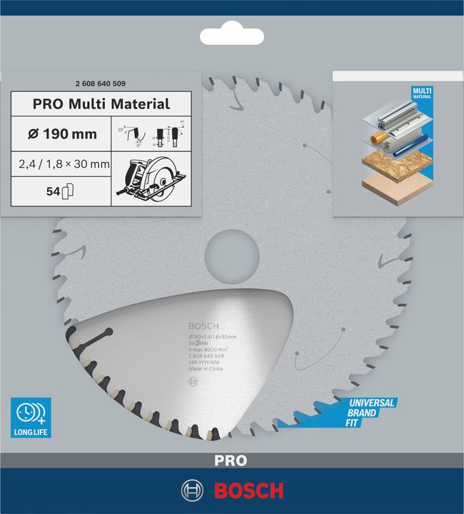 Produktbild Bosch Professional Zubehör PRO Multi Material Kreissägeblatt, 190 x 2,4 x 30 mm