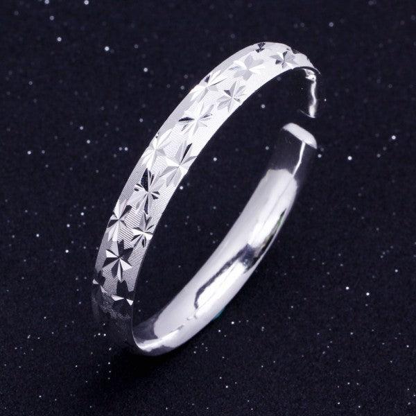 Actual product image Hermex LUXURY Platinum Plated Bangle Bracelet Charms Zirconia - Platinum (21 cm, Copper-nickel alloy)