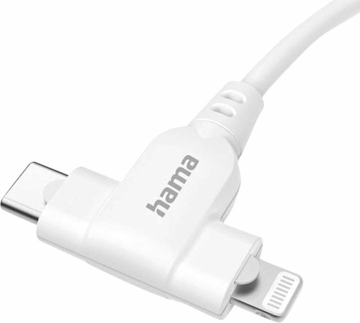 Produktbild Hama Ladekabel 2-in-1, USB-C - USB-C oder Lightning, MFI, 1,5 m, Weiss (1.50 m, USB 2.0)