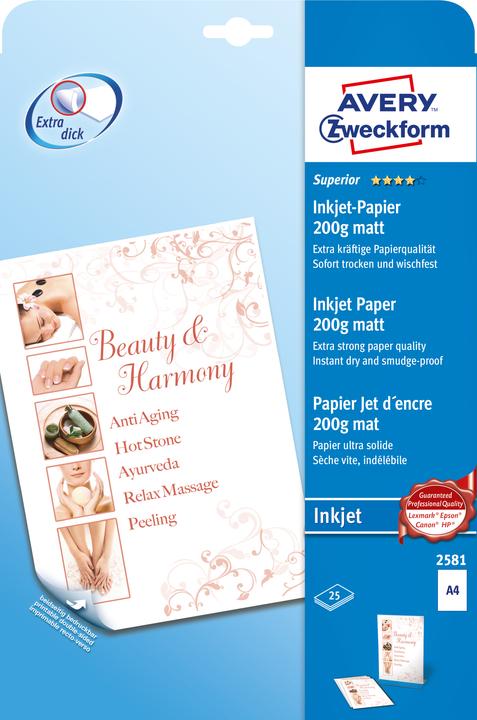 Produktbild Avery Superior Inkjet Papier (200 g/m², 25 x, A4)