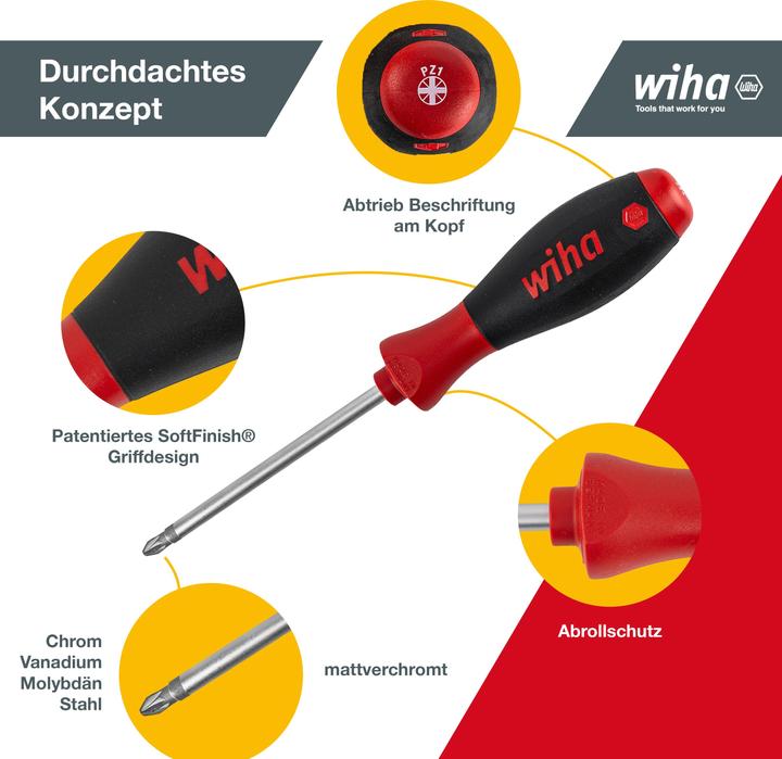 Produktbild Wiha SoftFinish (Pozidriv-Kreuzschlitz (PZ), Schlitzschrauben)
