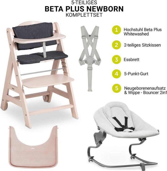 Actual product image Hauck Hochstühle Beta Plus White 5-tlg. Newborn Set - Hochstuhl (Highchair)
