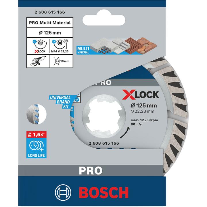 Produktbild Bosch Professional Zubehör PRO Multi Material X-Lock Diamanttrennscheibe, 125 x 22,23 mm, 22,23 mm
