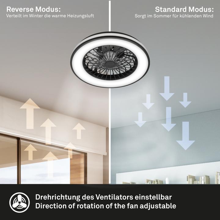 Produktbild Briloner CCT Deckenleuchte mit Ventilator, schwarz (5300 lm)