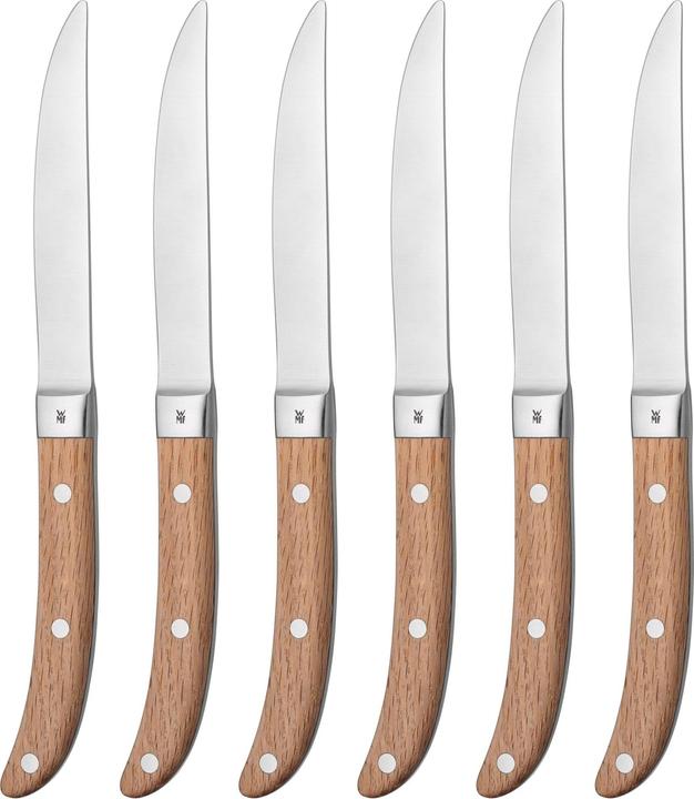 Productafbeelding WMF Steak Mes Set 6st Pizza Mes Ranch Speciaal Lemmet Staal Eikenhout Doosje (6 Stuk, Mes)